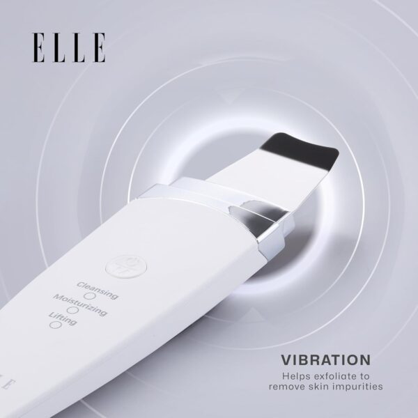 Elle - Ultrasonic Exfoliating Skin Spatula, Deep Cleansing, Exfoliation, Skin Renewal (White)