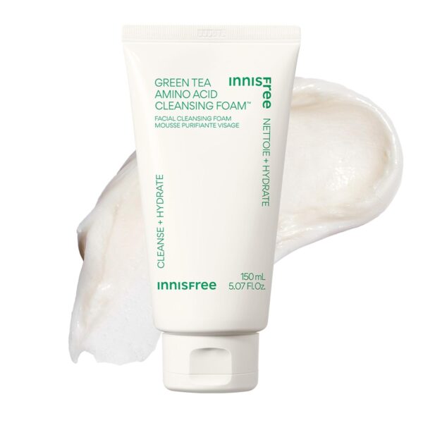innisfree Green Tea Amino Acid Cleansing Foam, Sulfate Free, Hydrating Korean Face Wash with Gentle Foam