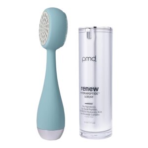 PMD Beauty Clean Pro Silver - Smart Facial Cleansing Device with Silicone Brush & Pure Silver ActiveWarmth Anti-Aging Massager - Waterproof - SonicGlow Vibration - Clear Pores & Blackheads