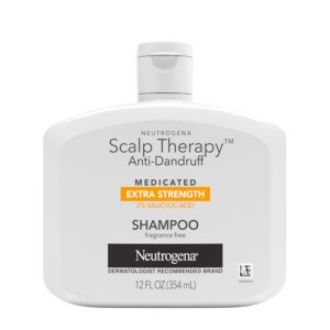 Neutrogena Scalp Therapy Anti-Dandruff Shampoo Extra Strength, with 3% salicylic acid, Fragrance Free, 12 fl oz