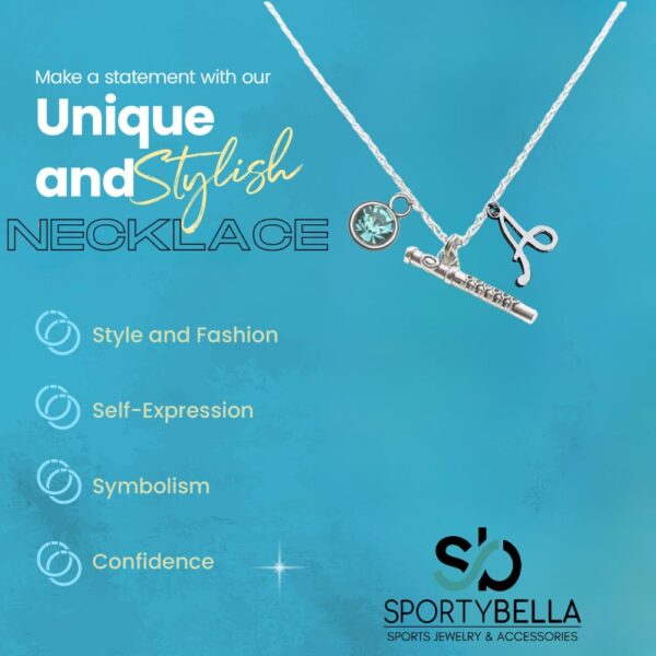 Flute Necklace, Personalized Flute Charm Necklace with Birthstone & Letter Charm, Music Pendant Necklace, Flute Jewelry for Women, Teens, Youth