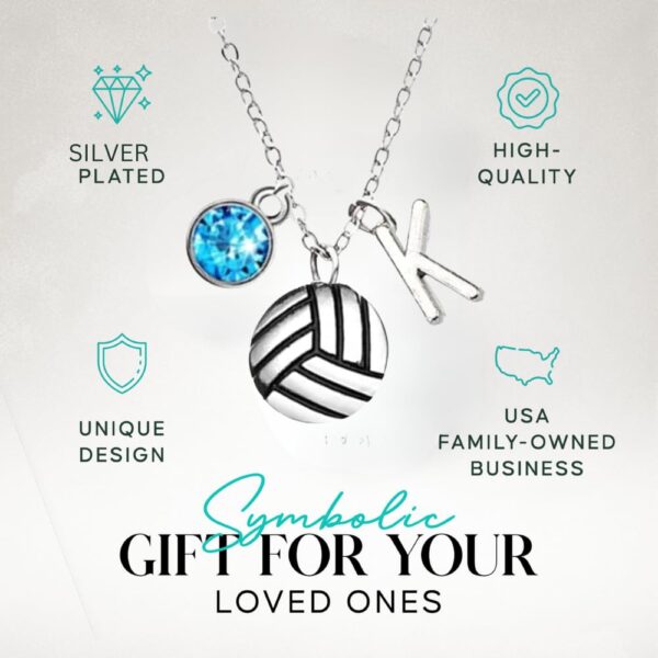 Personalized Love Volleyball Necklace with Birthstone and Initial Charm, Gifts for Players and Girls Volleyball Accessories, Gift For Players and Teams