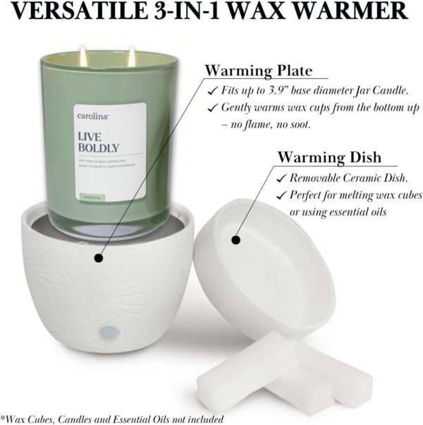 CAROLINA Wellness Wax Melt Warmer – 3-in-1 Electric Wax Melter for Scented Wax Melts, Cubes, and Tarts | Home, Office, Bedroom, Gift & Décor