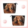 Linen Makeup Bag For Women, Waterproof Travel Cosmetic Organizer Lightweight Zipper Travel Toiletry Bag Organizer Long Haired Dachshund Makeup Brushes Storage Bag