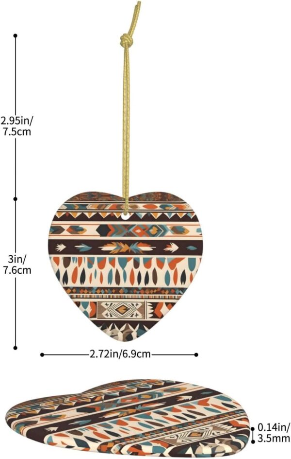 Christmas Ceramic Heart Pendant Decoration for Tree Hanging in Festive Season Native American Beliefs Prints