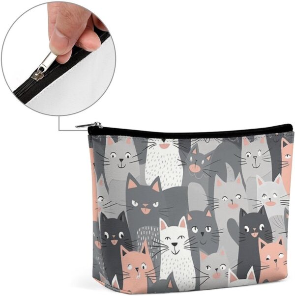 Makeup Bag for Women Cosmetic Bags Cute Funny Grey Cats Pattern Travel Toiletry Bag Cute Zipper Make Up Bags Large Capacity Makeup Case Organizer Portable Makeup Pouch for Travelling Gift