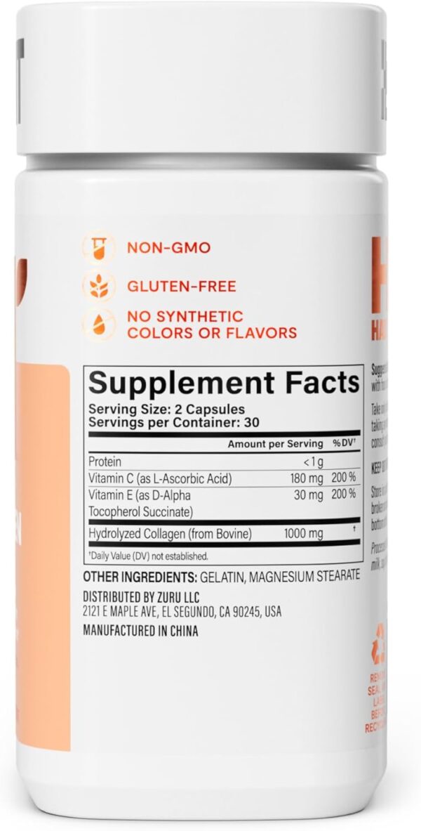 Habit Collagen Supplement (60 Capsules) - New Look, 2000mg Collagen Peptides, Vitamin C & Vitamin E, Skin Health, Antioxidants, Non-GMO, Gluten Free (1 Pack)