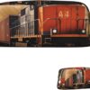 Pencil Case Freight Train Big Pencil Bag Portable Coin Pouch Aesthetic Cosmetic Bag Leather Makeup Bag