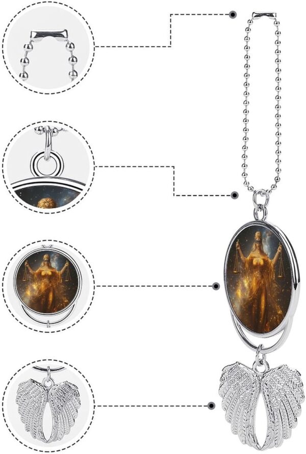 Zodiac Sign Women Car Rear View Mirror Pendant Car Charm Ornament Hanging Decoration Accessories for All Cars Silver-Style