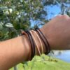 3 mm Men Genuine Leather Bracelet - Handmade Adjustable Cuff, Mens Minimalism Leather Wrap Wristband, Simple Accessories, Premium Leather, Women Gift To Boyfriend, Pulsera Hombre (Antique Brown)