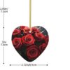 Christmas Ceramic Heart Pendant Decoration for Tree Hanging in Festive Season Red Roses Prints