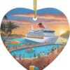 Christmas Ceramic Heart Pendant Decoration for Tree Hanging in Festive Season Pool Party Cruise Ship Prints