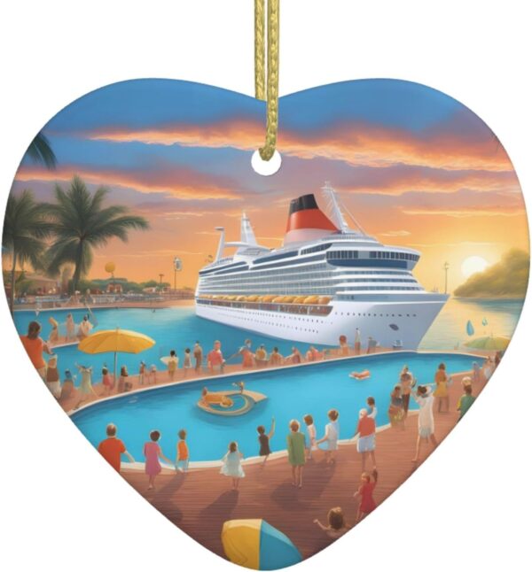 Christmas Ceramic Heart Pendant Decoration for Tree Hanging in Festive Season Pool Party Cruise Ship Prints