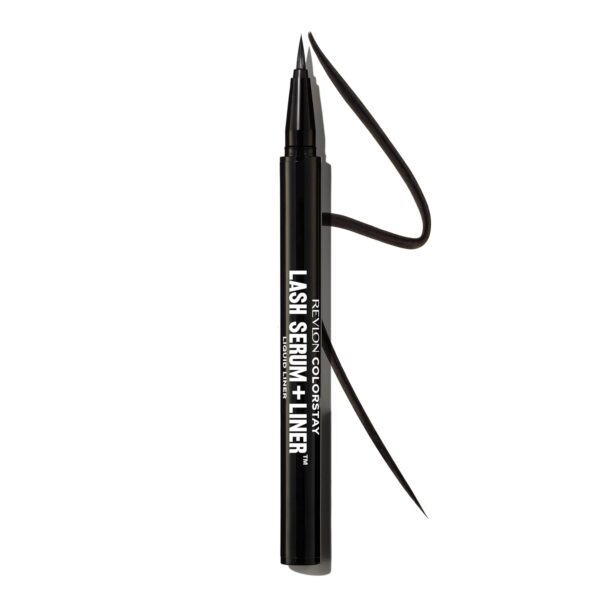 REVLON ColorStay Lash Serum + Liner, Waterproof Eyeliner, Healthier Looking Eyelashes, Smudge-Resistant Flexible Brush Tip, 001 Blackest Black