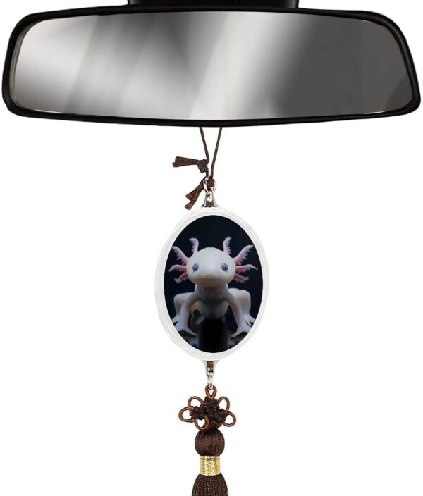 Animal Axolotl Car Pendant Crystal Car Rearview Mirror Charms Hanging Ornaments Ellipse