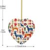Christmas Ceramic Heart Pendant Decoration for Tree Hanging in Festive Season Cartoon Otomi Animals Prints