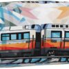 Monorail Train Pencil Pouch Large Capacity Pencil Case Leather Cosmetic Bag Office Desk Organizer Coin Pouch Portable Zipper Toiletry Bag for Travel Outdoor