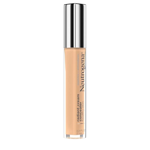 Neutrogena Healthy Skin Radiant Brightening Cream Concealer with Peptides & Vitamin E Antioxidant,Lightweight Perfecting Concealer Cream,Non-Comedogenic,Sugar Light 03 with warm undertones,0.24 oz
