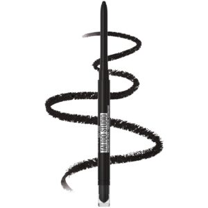 Maybelline Tattoo Studio Automatic Gel Pencil Waterproof Eyeliner, Blendable, Smudge Resistant, Matte Eyeliner For Up To 36HR Wear, Pitch Black (Smokey Black), Packaging May Vary