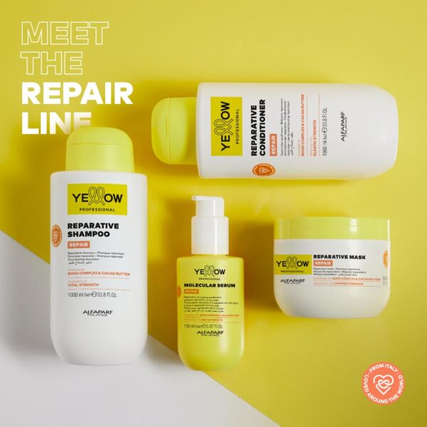 Alfaparf Milano Yellow Professional Bond Repair Mask for Damaged Hair - Intense Reparative & Moisturizing Hair Mask - Strengthens, Repairs, Protects, Hydrates Hair - Vegan 16.9 fl oz / 500ml