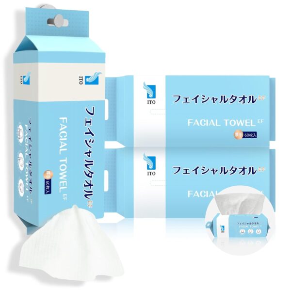 ITO Face Towels, 3 Pull-Out Methods with Hanging Design, Ultra-Soft & Thick Disposable Face Towel for Facial Cleansing, Dry/Oily/Sensitive Skin (3 Pack)