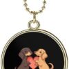 Dachshund Dogs with Love Heart Car Hanging Ornament Pendant Rear View Mirror Accessories Interior Decor Golden-Style