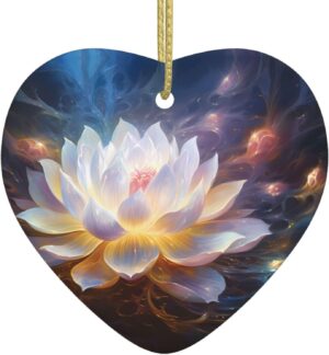 Christmas Ceramic Heart Pendant Decoration for Tree Hanging in Festive Season Flower Diamond Painting Prints