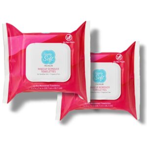 Simply Soft Premium Makeup Remover Towelettes 50 ct (2 - 25 Count Flip-top Packs), Fragrance-Free Makeup Wipes for Sensitive Skin, Hypoallergenic, pH Balanced Eye & Face Wipes