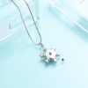 Memorial Urn Necklace Snowflake Pendant with Crystal Pet Dog Ashes Holder Stainless Steel for Woman Cremation Jewelry-C