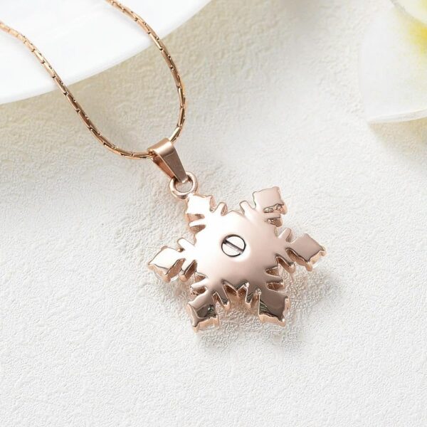 Memorial Urn Necklace Snowflake Pendant with Crystal Pet Dog Ashes Holder Stainless Steel for Woman Cremation Jewelry-D
