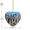 Christmas Ceramic Heart Pendant Decoration for Tree Hanging in Festive Season New York City Scenery Prints