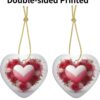 Christmas Ceramic Heart Pendant Decoration for Tree Hanging in Festive Season Romantic Heart Prints