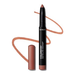 REVLON ColorStay Matte Lite Crayon Lipstick with Built-in Sharpener, Smudge-proof, Water-Resistant Non-Drying Lipcolor, 002 Clear The Air, 0.049 oz