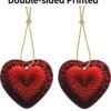 Christmas Ceramic Heart Pendant Decoration for Tree Hanging in Festive Season Valentine's Day red Heart Flower Prints