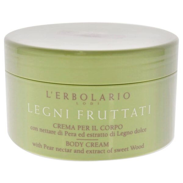 L'Erbolario Body Cream - Moisturizing Body Butter for Dry Skin - Anti-Aging, Toning Skin Care with Woody Scent - Pear Nectar and Sweet Woods - 8.4 oz