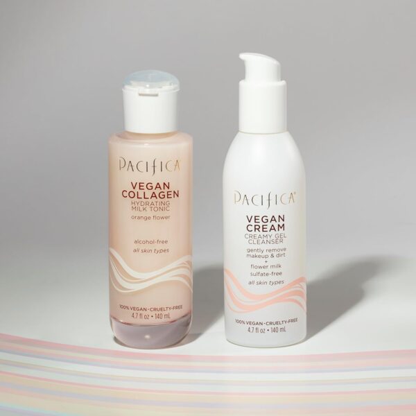 Pacifica Vegan Collagen Cream Gel Facial Cleanser - Daily Foaming Face Wash & Makeup Remover, Hydrating Anti-Aging Face Wash for Dry & Sensitive Skin, 4.7oz