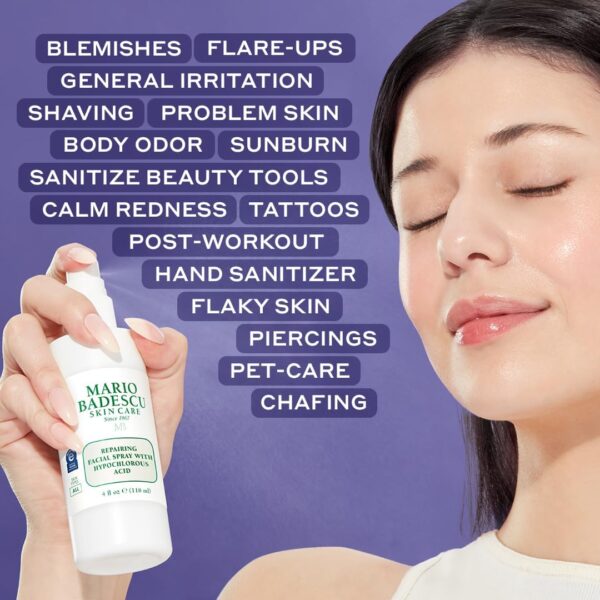 Mario Badescu Repairing HOCl Facial Spray with Hypochlorous Acid – Soothes & Calms Angry, Irritated Skin, Reduce Redness & Flare-Ups – pH Balancing, Non-Irritating Cleanser, Fragrance-Free