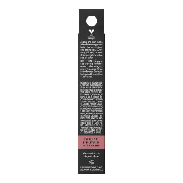 e.l.f. Glossy Lip Stain, Long-Lasting, Lightweight Lip Stain For A Sheer Pop Of Color & Subtle Gloss Finish, Vegan & Cruelty-Free, Pinkies Up