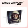 Linen Makeup Bag For Women, Waterproof Travel Cosmetic Organizer Lightweight Zipper Travel Toiletry Bag Organizer Animal Cat Astronaut Makeup Brushes Storage Bag