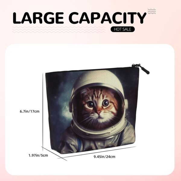 Linen Makeup Bag For Women, Waterproof Travel Cosmetic Organizer Lightweight Zipper Travel Toiletry Bag Organizer Animal Cat Astronaut Makeup Brushes Storage Bag