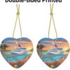 Christmas Ceramic Heart Pendant Decoration for Tree Hanging in Festive Season Pool Party Cruise Ship Prints