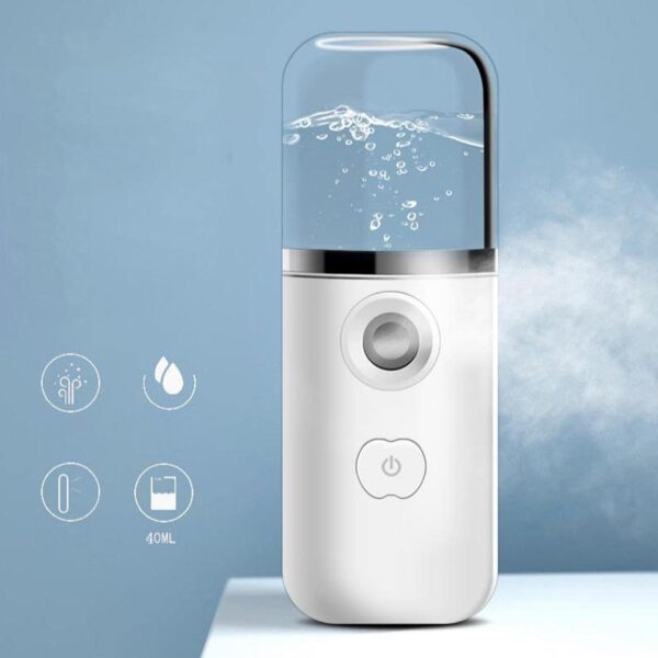 Portable Nano Ionic Facial Steamer for Deep Cleaning and Moisturizing - Mini Mist Sprayer for Makeup Support and Spa Day Kit - for Professional and Home Use - white