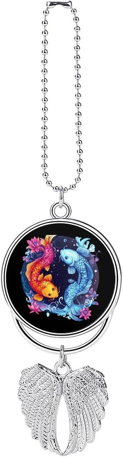 Pisces Zodiac Constellation Car Hanging Ornaments Cute Rearview Mirror Swing Pendant Decorations Silver-Style