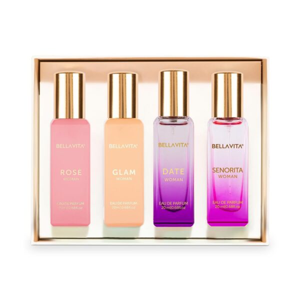 Women’s Luxury Perfume Gift Set | Combo Pack of 4 Eau De Parfum (15ml Each) | Long-Lasting Floral, Fruity & Spicy Scents | Travel-Size Fragrance Bottles | Ideal Gift for Her