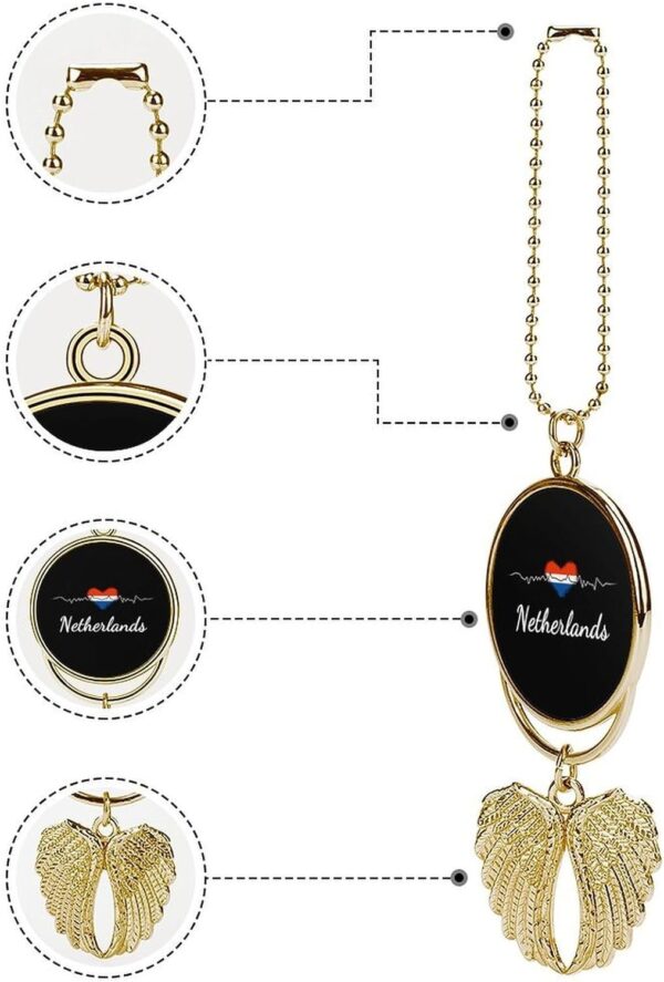 Netherlands Heart Heartbeat Car Hanging Ornament Pendant Rear View Mirror Accessories Interior Decor Golden-Style