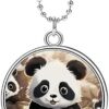 Panda Animal Hanging Car Charm Angel Wings Rear View Mirror Accessories, Handmade Car Hanging Ornament Pendant Interior, Cars Decorations, Personalized Rearview Mirror Accessories-Silver