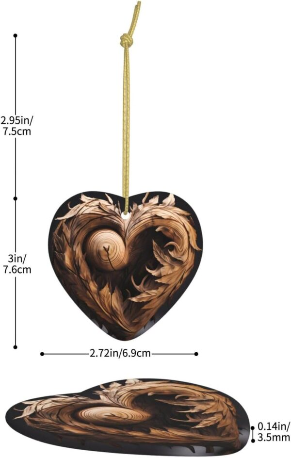 Christmas Ceramic Heart Pendant Decoration for Tree Hanging in Festive Season Wood Heart Prints