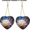 Christmas Ceramic Heart Pendant Decoration for Tree Hanging in Festive Season Flower Diamond Painting Prints