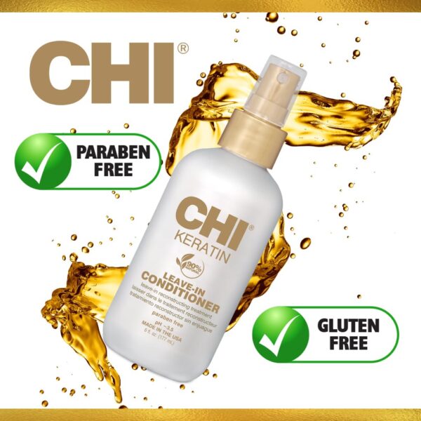 CHI Keratin Leave-in Conditioner, Hydrating Conditioner For Restoring Softness & Preventing Breakage, Great For Daily Use, Sulfate-free, 6 Oz