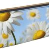 Spring Daisy Flowers Makeup Bag Leather Pencil Case for Work Office Zippered Pen Pouch Aesthetic Pencil Storage Bag Portable Coin Pouch Purse for Travel